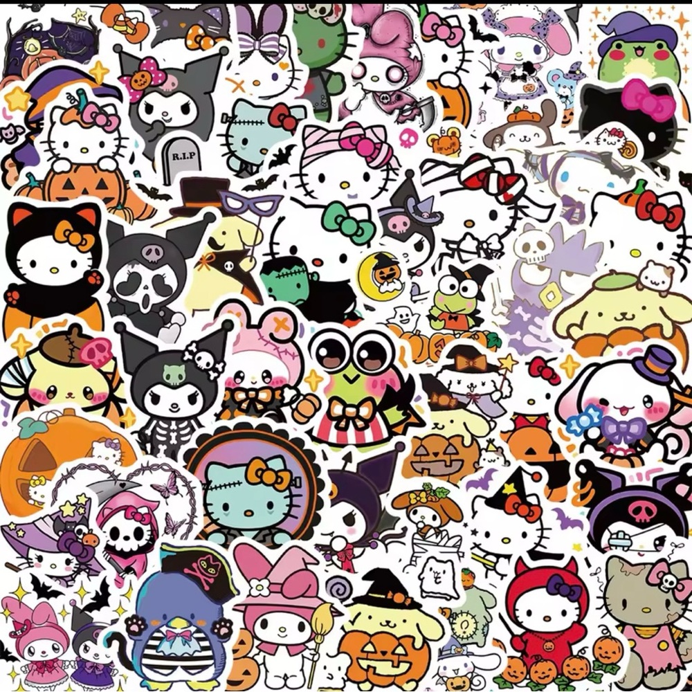 52pcs Sanrio Halloween Stickers | Kawaii Vinyl Decals